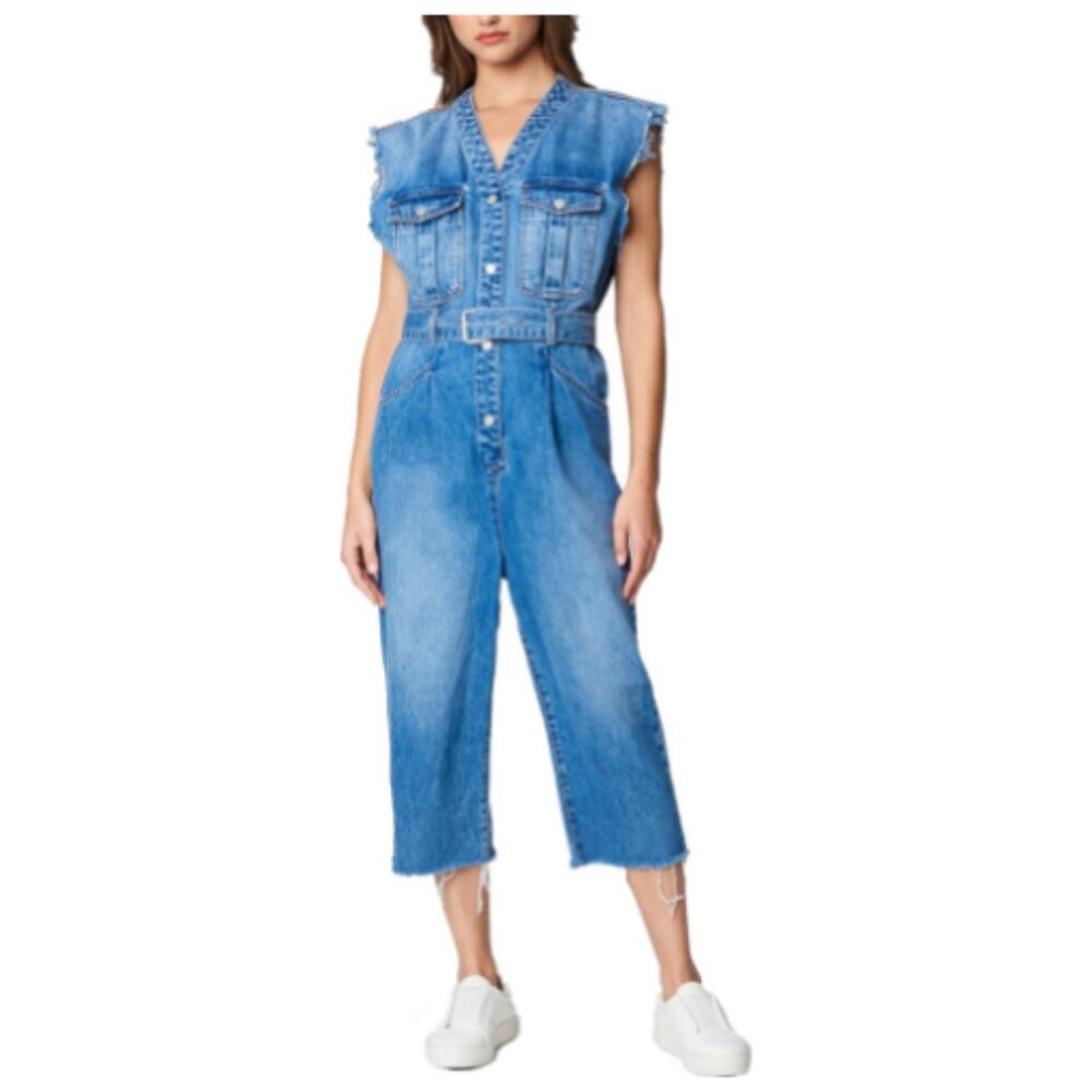 BLANK NYC Blanknyc Sleeveless Denim Cargo Jumpsuit NWT M